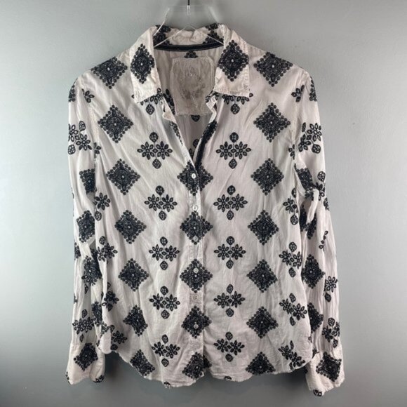 Cino Embroidered Button Down Cotton Top Size Large - Picture 1 of 5